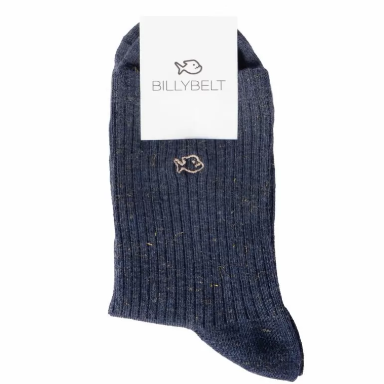 Cheap Chaussettes Cotelees Bleu Marine Femme