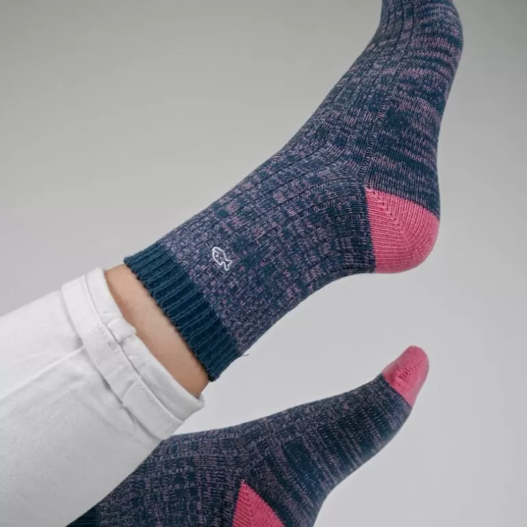 Sale Chaussettes En Coton Epais Club - Bleu Et Rose Femme