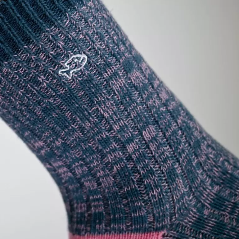 Sale Chaussettes En Coton Epais Club - Bleu Et Rose Femme