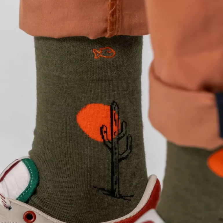 Online Chaussettes En Coton Peigne A Motifs - Saguaro Homme