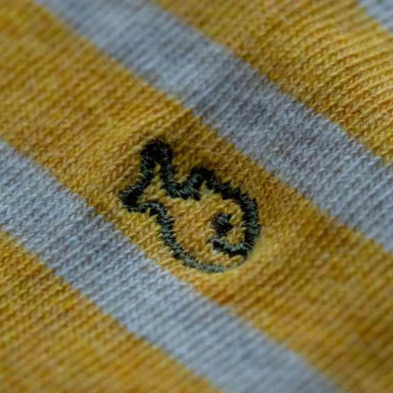 Store Chaussettes En Coton Peigne A Rayures Larges - Jaune Safran Homme