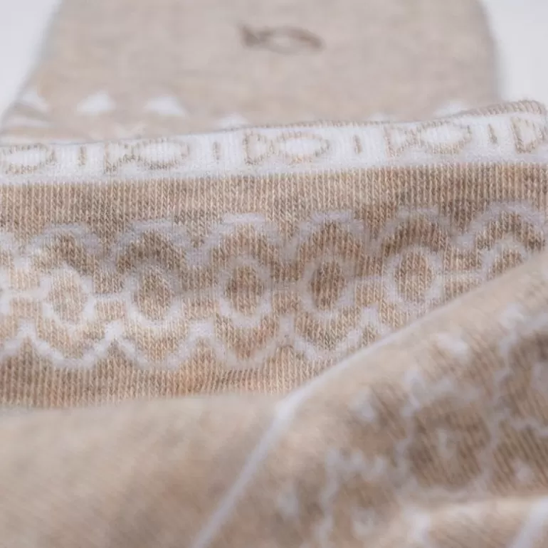 Clearance Chaussettes En Coton Peigne Jacquard - Beige Homme