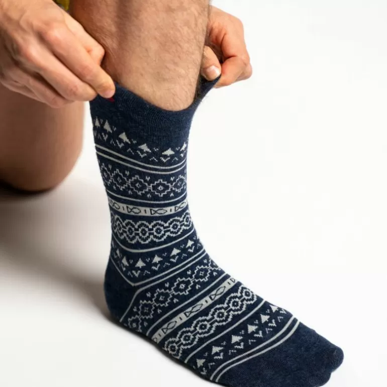 Cheap Chaussettes En Coton Peigne Jacquard - Bleu Homme