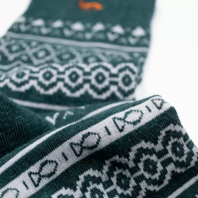 New Chaussettes En Coton Peigne Jacquard - Vert Homme