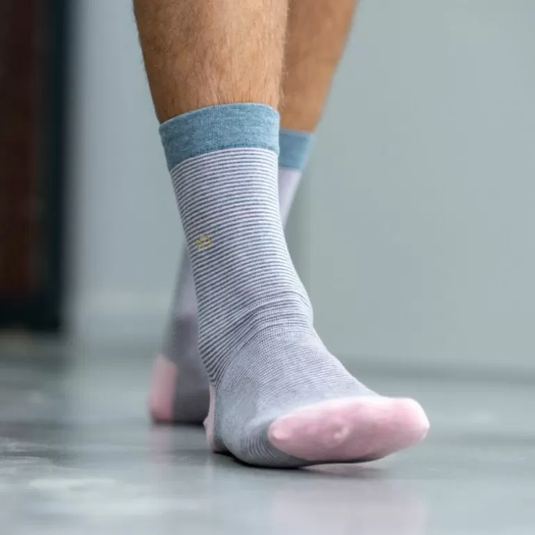 Hot Chaussettes En Coton Peigne Rayees - Lotus Homme