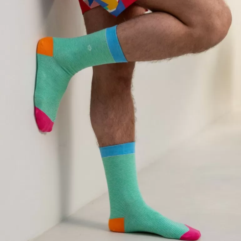 Fashion Chaussettes En Coton Peigne Rayees - Tutti Frutti Homme