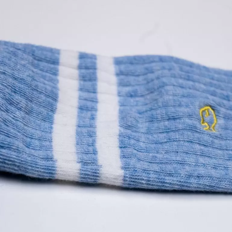 Sale Chaussettes En Coton Peigne Retro - Bleu Clair Homme