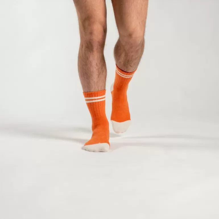 Cheap Chaussettes En Coton Peigne Retro - Orange Homme