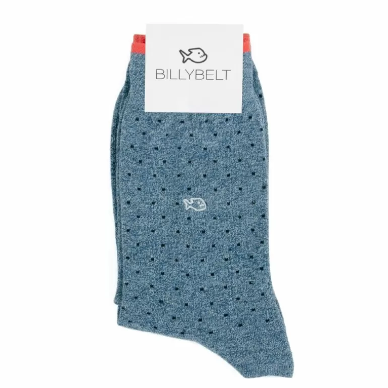 New Chaussettes En Coton Peigne Square - Bleu Jeans Homme