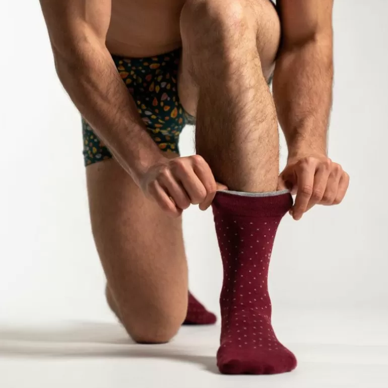 Cheap Chaussettes En Coton Peigne Square - Bordeaux Homme