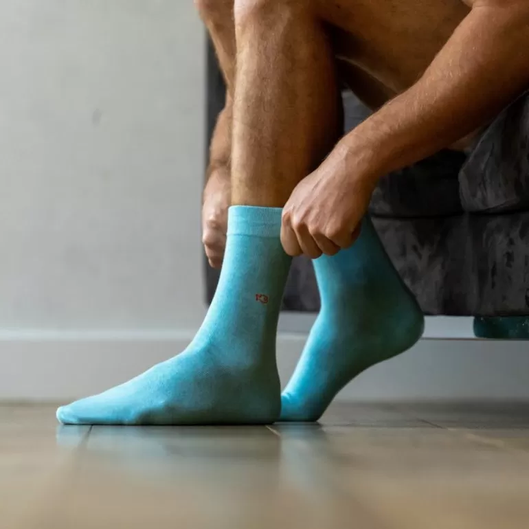 Cheap Chaussettes En Coton Peigne Unies - Azurin Homme