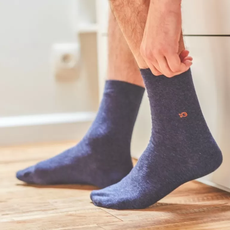 Best Chaussettes En Coton Peigne Unies - Bleu Chine Homme