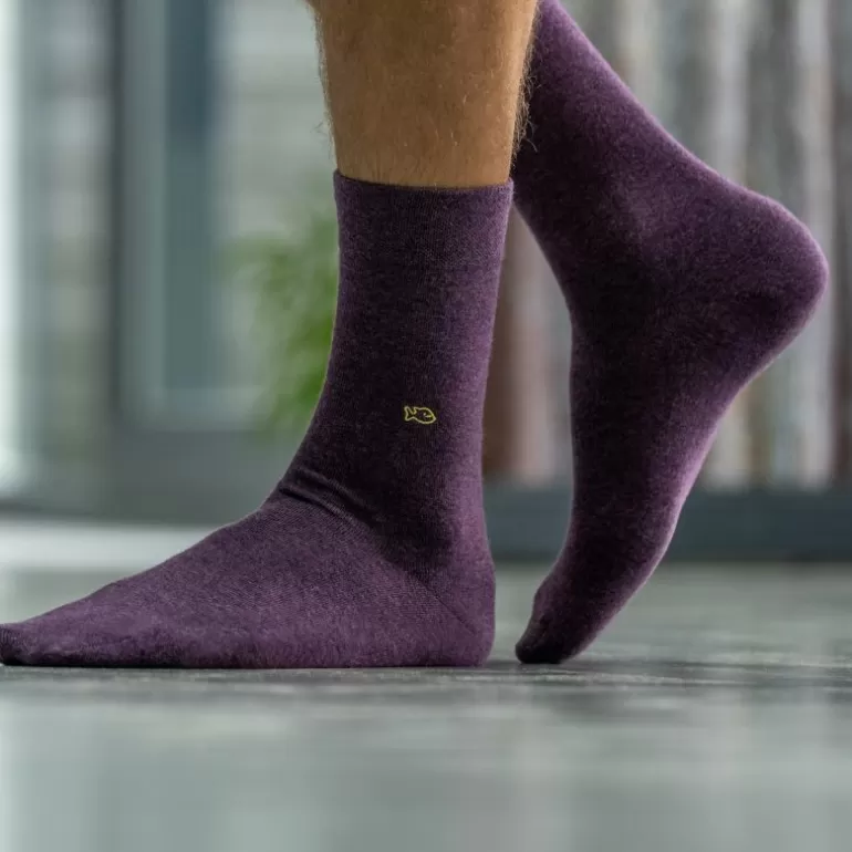 Best Chaussettes En Coton Peigne Unies - Deep Purple Homme