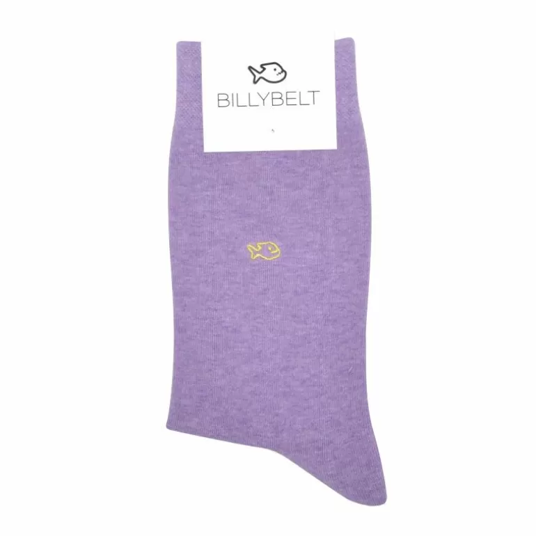 Outlet Chaussettes En Coton Peigne Unies - Mauve Homme