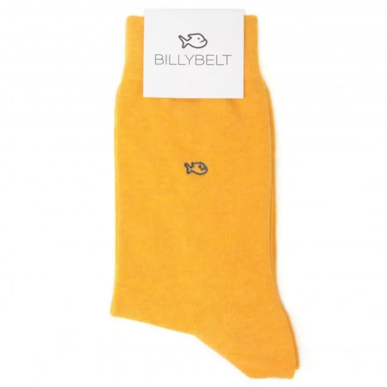 Shop Chaussettes En Coton Peigne Unies - Moutarde Chine Homme