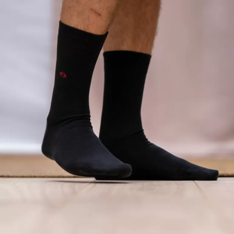 Discount Chaussettes En Coton Peigne Unies - Noir Reglisse Homme