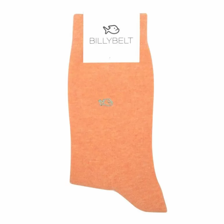 Store Chaussettes En Coton Peigne Unies - Orange Clair Homme