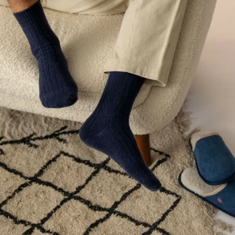 Sale Chaussettes En Laine Bleu Marine Homme