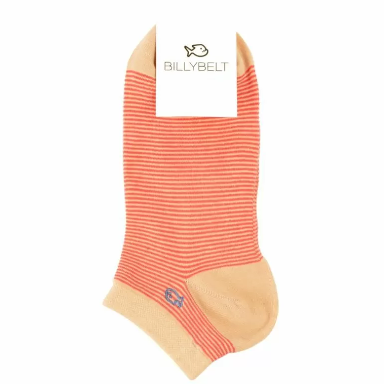 Clearance Socquettes En Coton Peigne A Rayures - Orange Homme