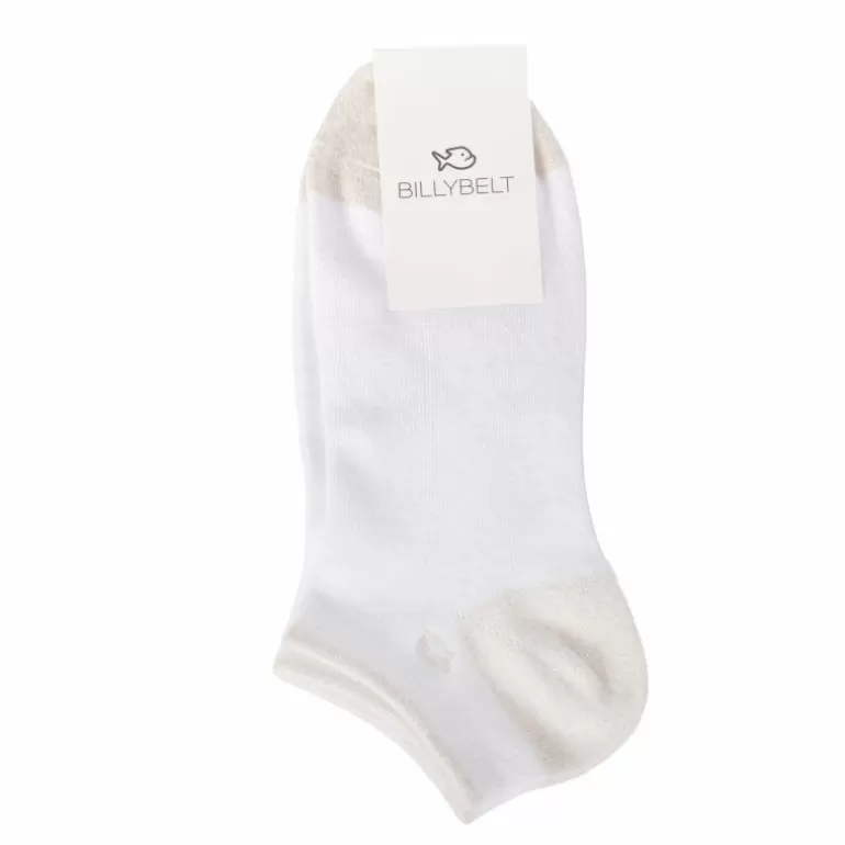 Store Socquettes Pailletees En Coton Peigne Unies - Blanc Dore Femme